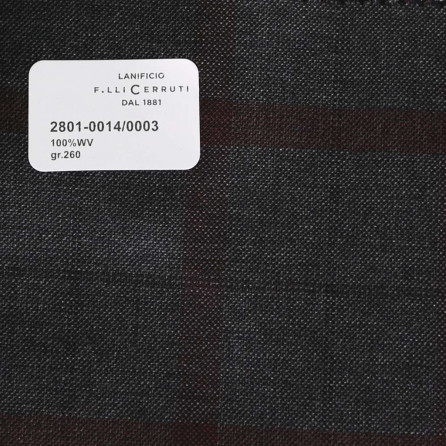 2801-0014/0003 Cerruti Lanificio - Vải Suit 100% Wool - Xám Caro